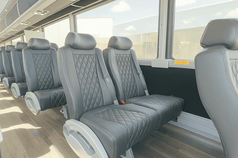 interior of Bellevue Coach Bus Service charter bus