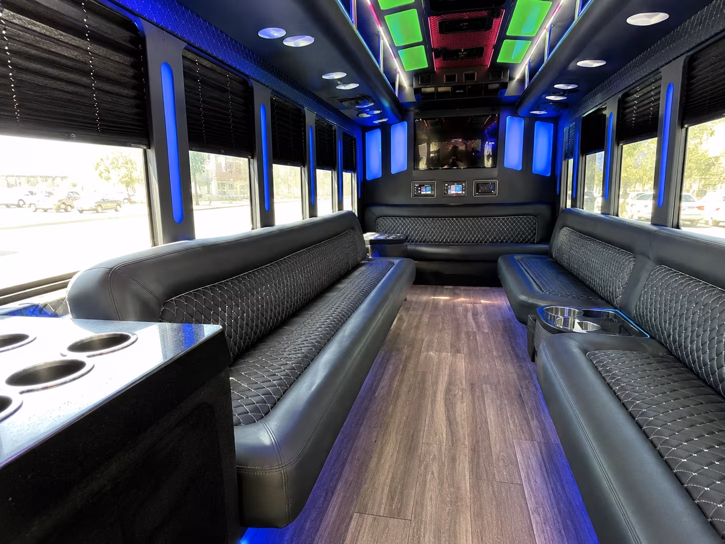 bellevue 15 passenger party bus inside