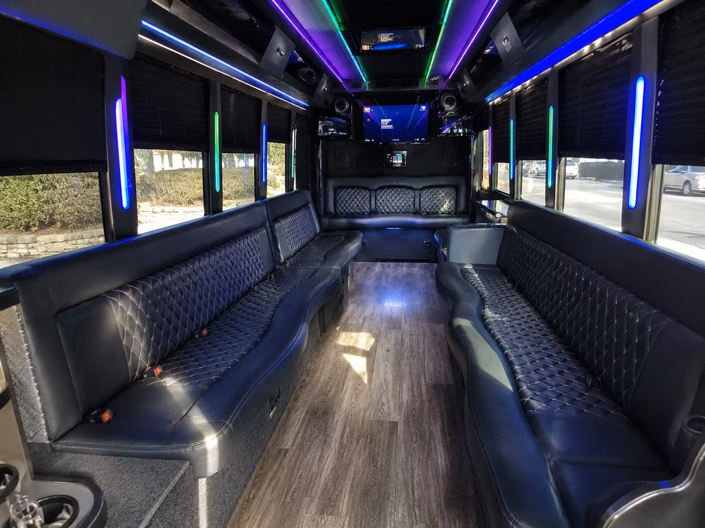 bellevue 15 passenger party bus interior