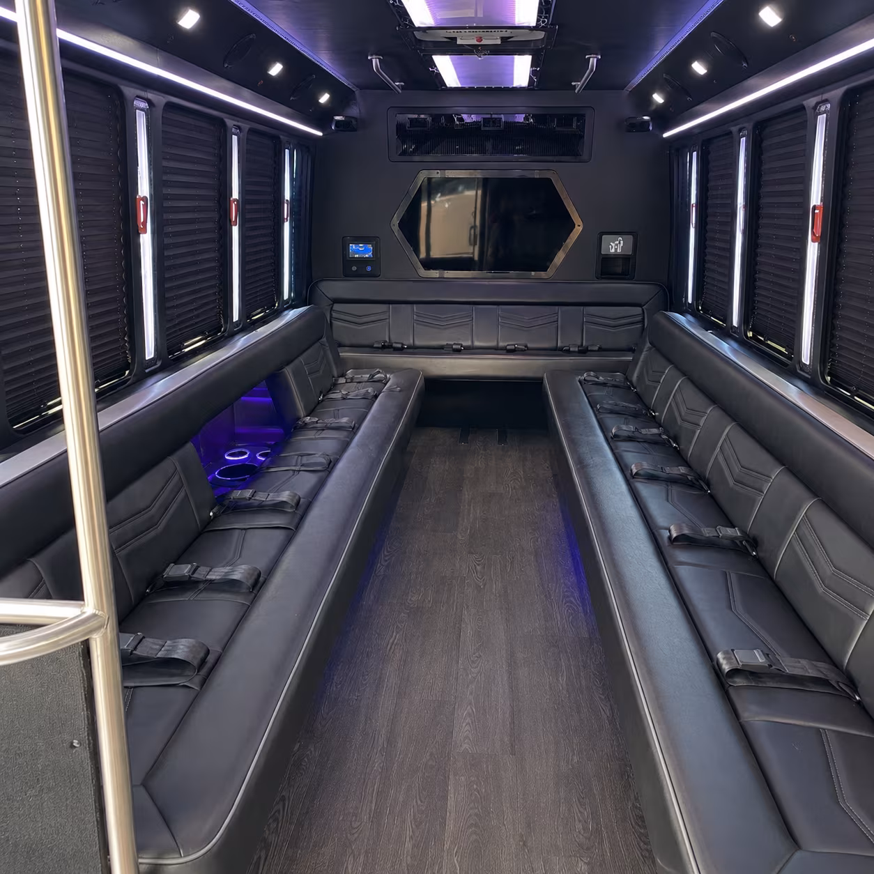 bellevue 18 passenger party bus interior
