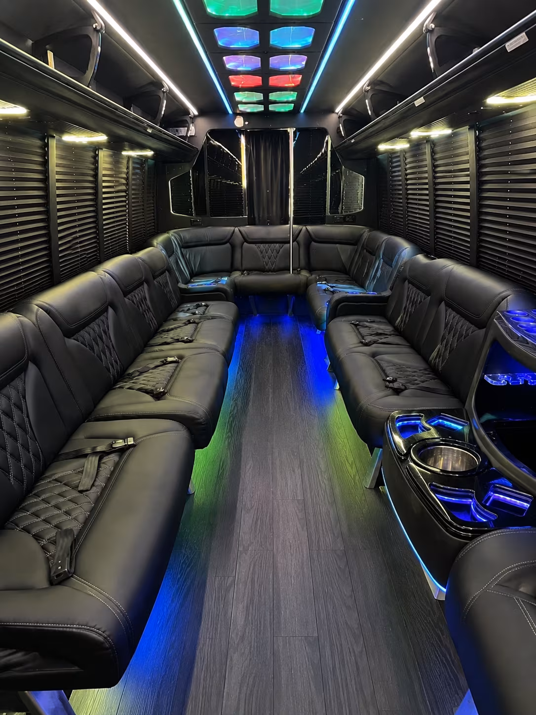 bellevue 20 passenger party bus interior