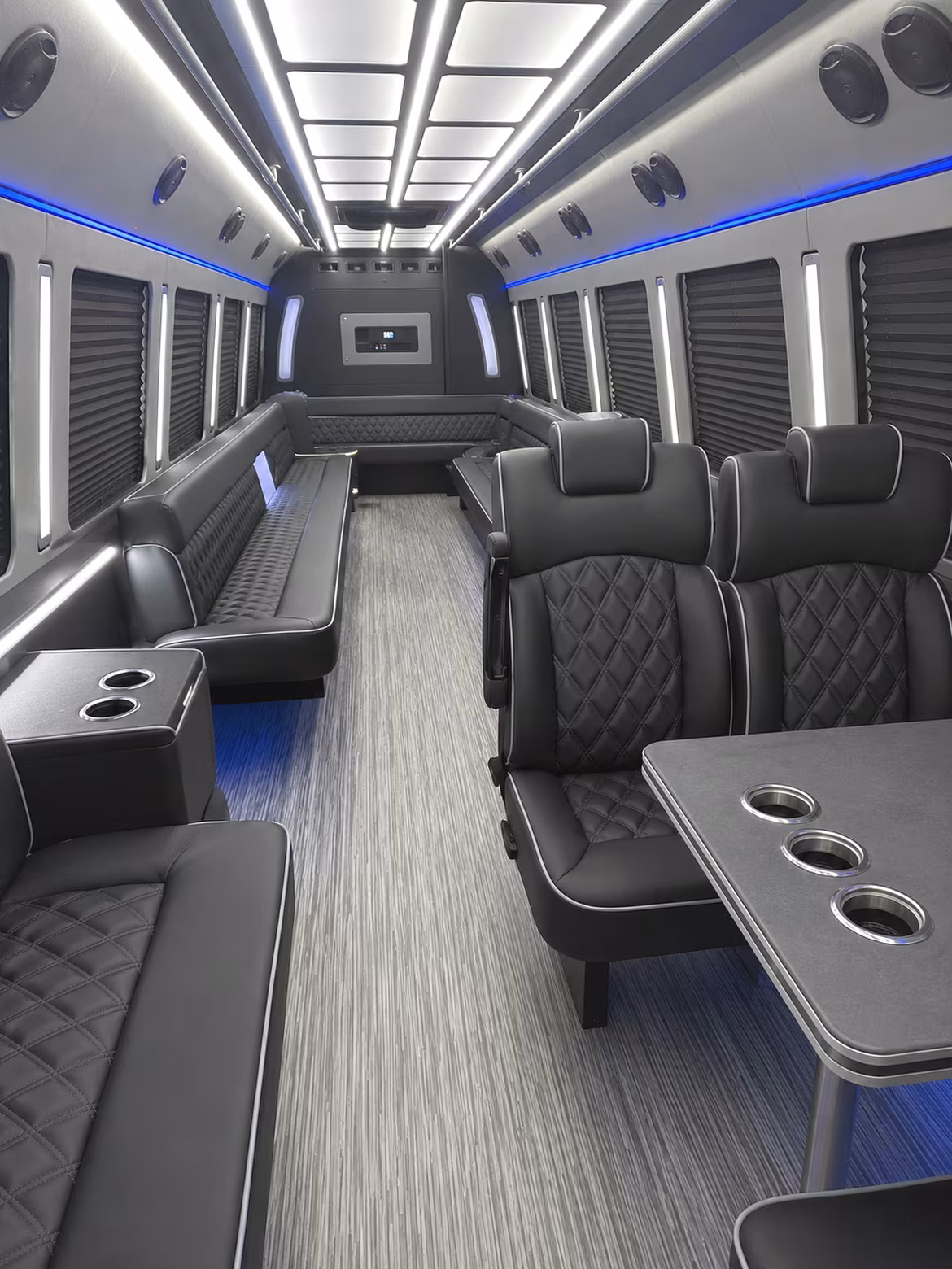 bellevue 25 passenger party bus inside