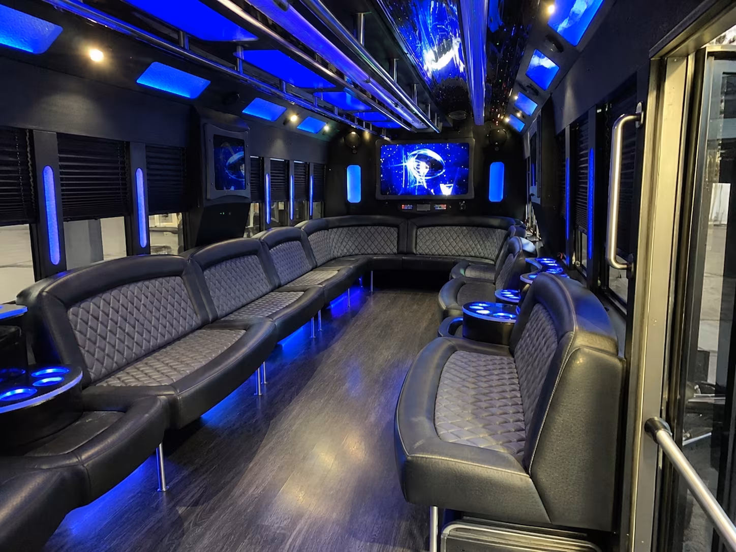 bellevue 28 passenger party bus interior