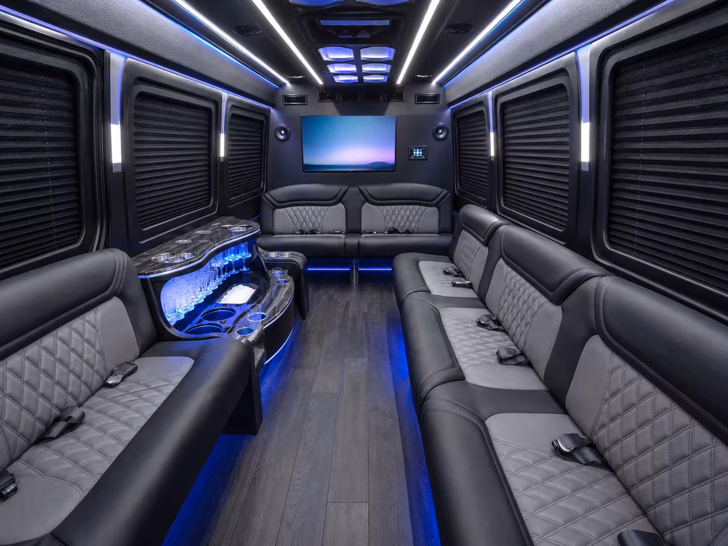 bellevue 30 passenger party bus interior