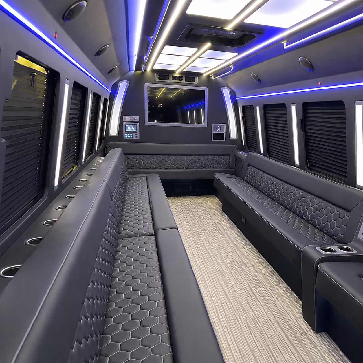 bellevue 40 passenger party bus inside