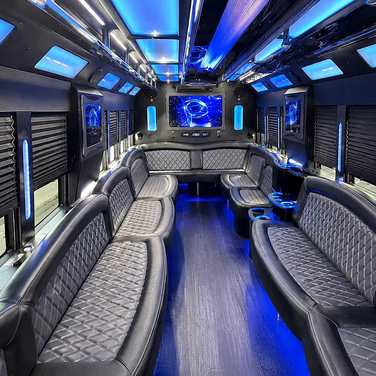 bellevue 50 passenger party bus interior