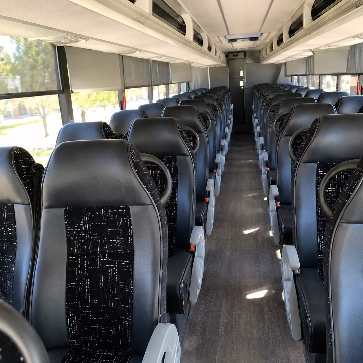 bellevue 56 passenger charter bus interior